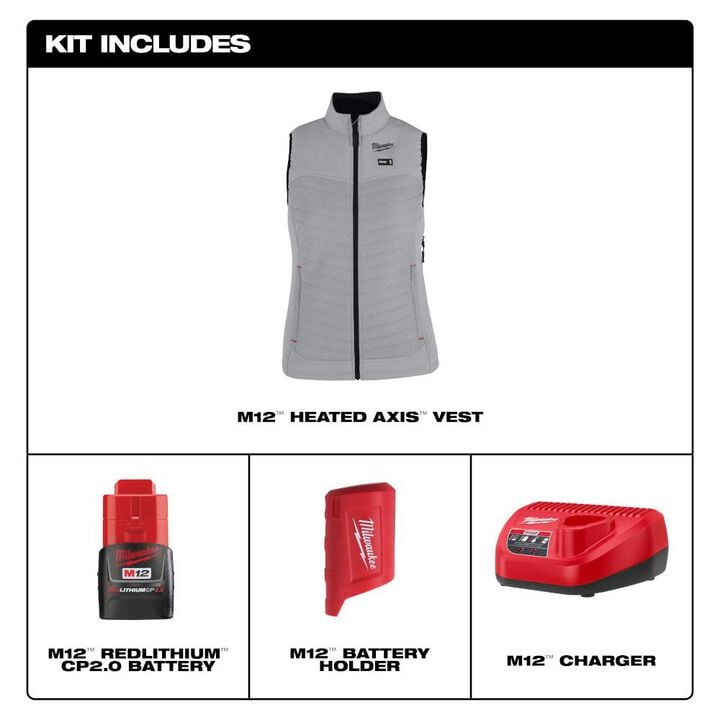 Milwaukee M12 Womens Heated AXIS Vest Kit, Gray, Large, large image number 3