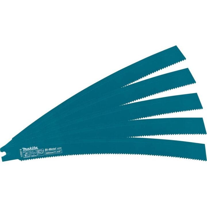 Makita 11-4/5 Inch Curved Metal Pipe Cutting Reciprocating Saw Blades 8 TPI 5 Pieces for GRJ03