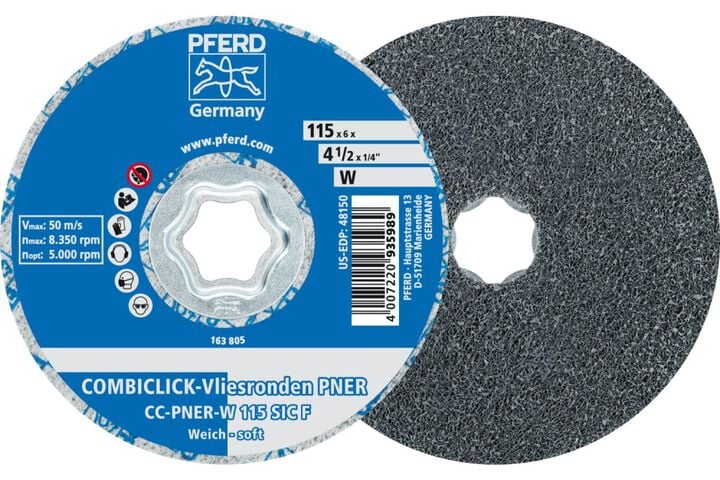 Pferd COMBICLICK Unitized Disc, 4-1/2 Inch Dia, Fine, Soft, 2SF, Silicon carbide, large image number 0