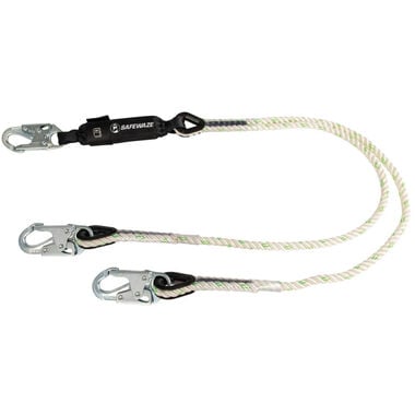 Safewaze PRO 6 Ft. Rope Energy Absorbing Lanyard: Dual Leg, Snap Hooks