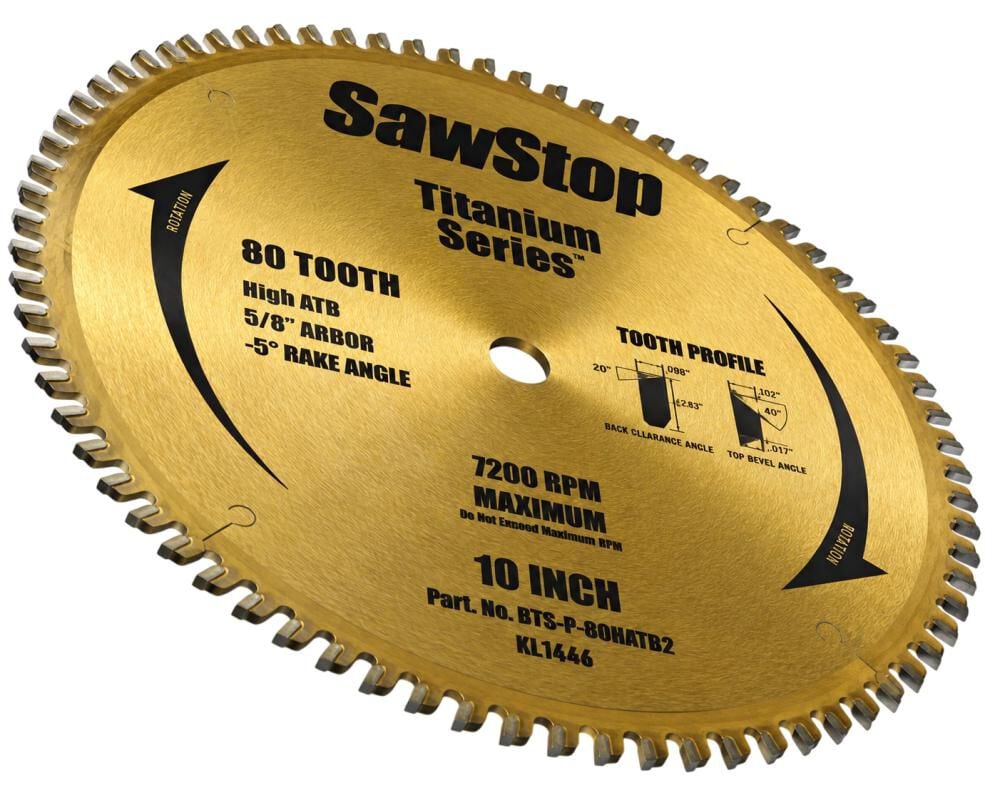 Sawstop Titanium 10 Inch 80T Fine Wood Cutting Table Saw Blade with 5/8 Inch Arbor, large image number 2