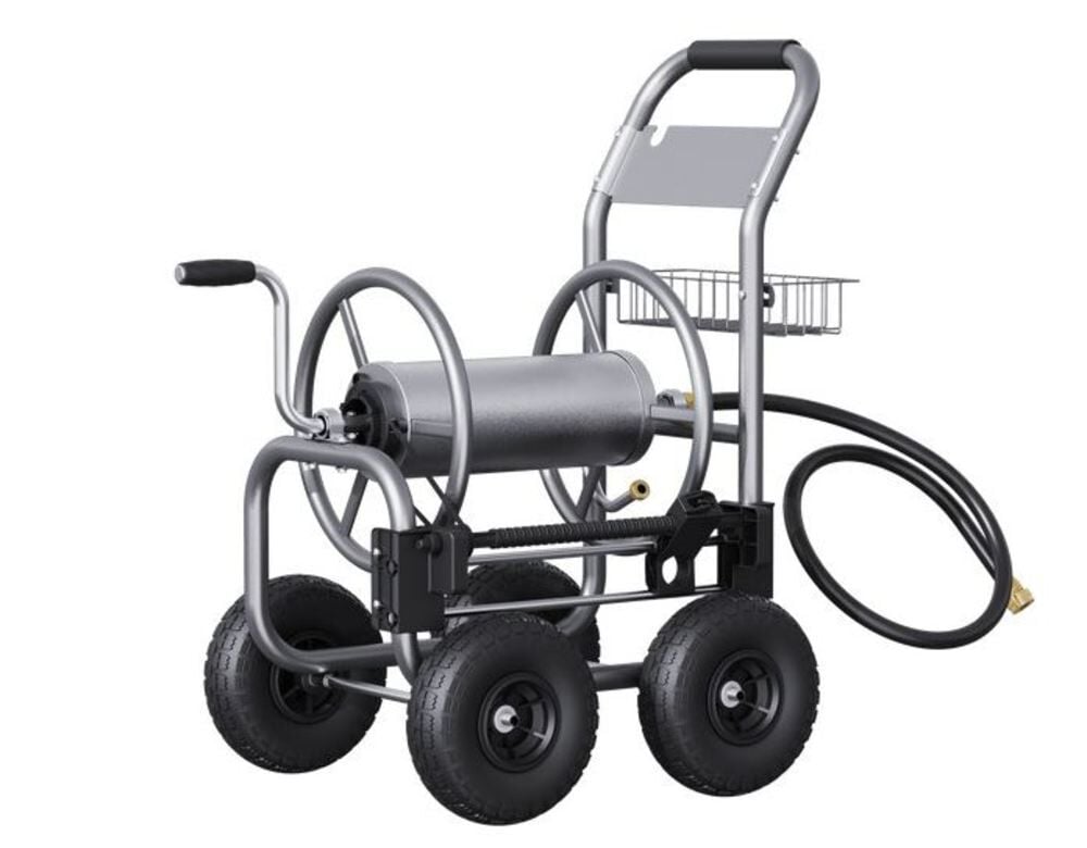 Giraffe Tools Hand Powered Industrial Hose Reel Cart with 4 Wheels, large image number 1