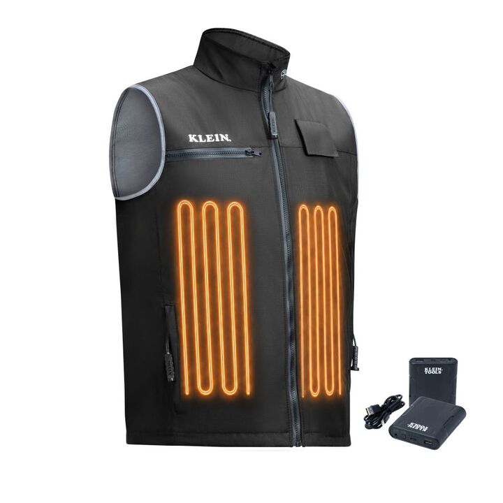 Klein Tools Flame-Resistant Heated Base Layer Vest Kit Black XL