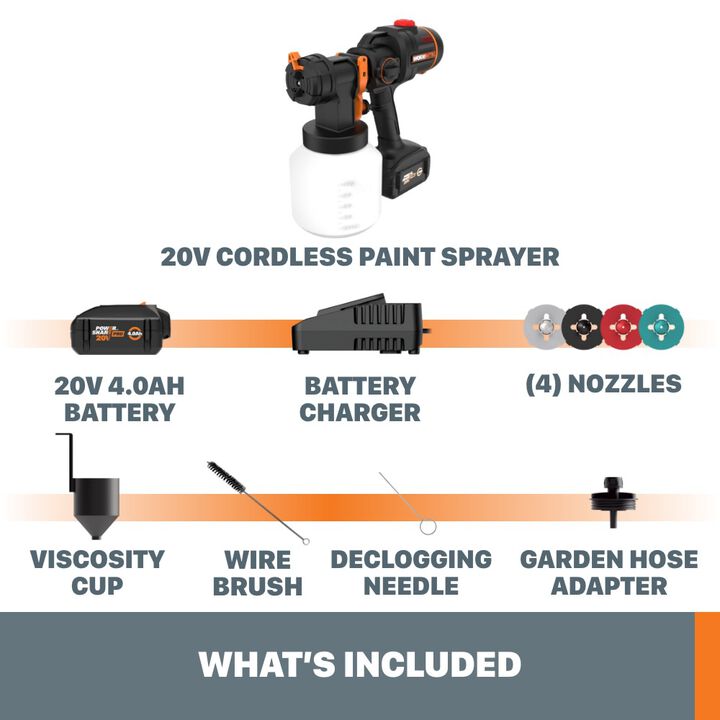 Worx Nitro 20V Cordless Paint Sprayer Kit with Brushless Motor, large image number 1