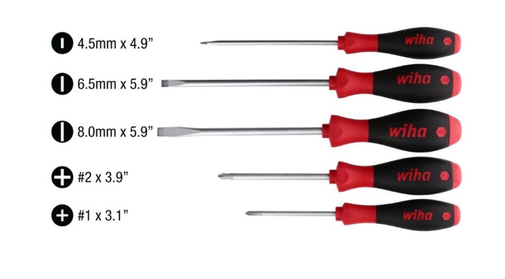 Wiha SoftFinish Slotted & Phillips Screwdriver Set 5 Pieces, large image number 3