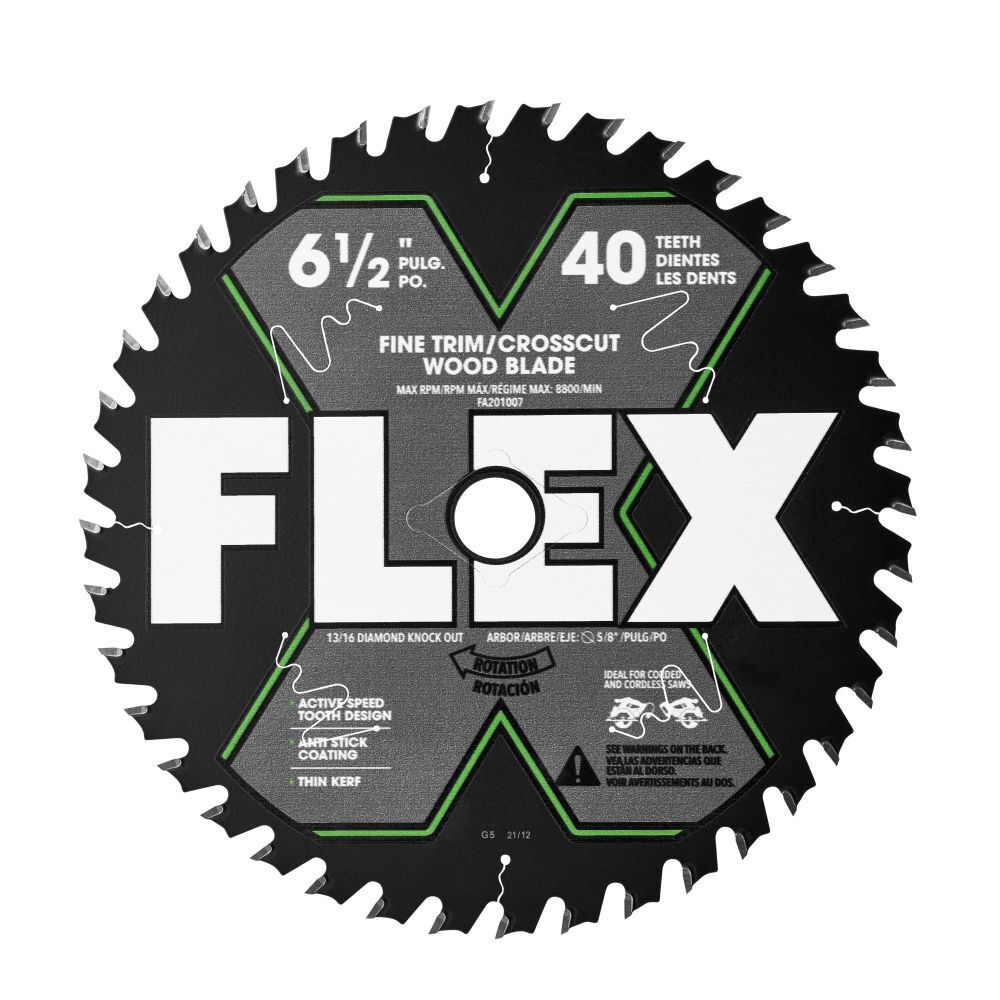 FLEX 6-1/2 Inch 40T Fine Trim/Crosscut Wood Blade - FA201007-10B
