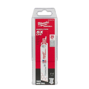 Milwaukee 6 in. 10 TPI THE TORCH SAWZALL Blades 25PK, large image number 10