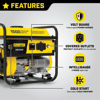 Champion Power Equipment 1200-Watt Multi-Purpose Portable Generator with Cold Start TechnologyEPA Certified and CARB Compliant, large image number 10