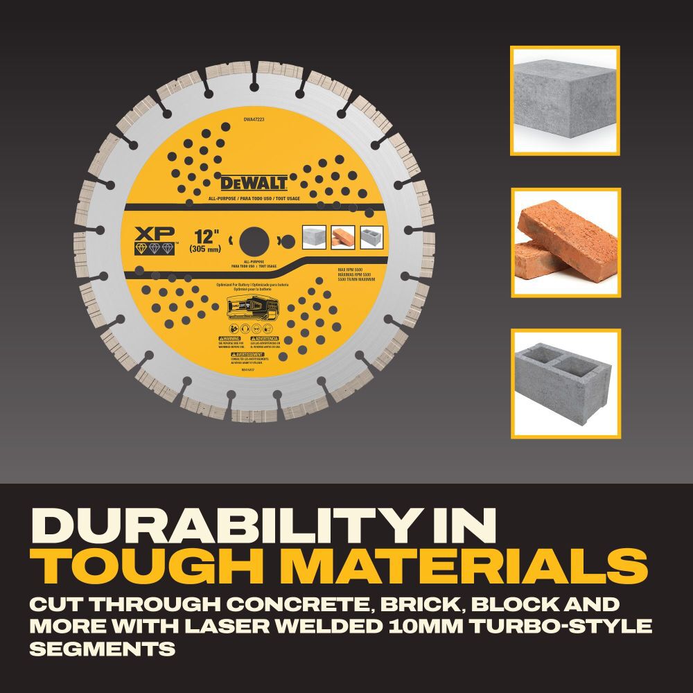 DEWALT POWERSHIFT 12 Inch XP Segmented Diamond Blade, large image number 4