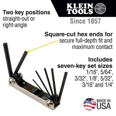 Klein Tools Folding Hex Key Set Metric 7 Pc, large image number 1