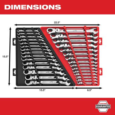 Milwaukee Combination Wrench Set Metric Flex Head Ratcheting 15pc, large image number 3