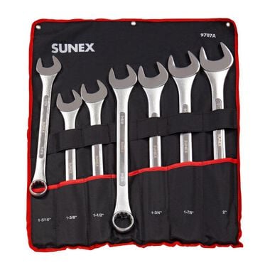 Sunex SAE Raised Panel Jumbo Combination Wrench Set 7pc