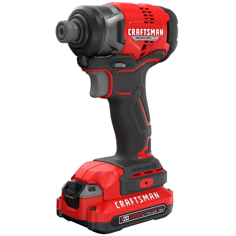 CRAFTSMAN V20 BRUSHLESS RP Cordless 1/4-Inch Impact Driver Kit with Two Batteries - CMCF813C2