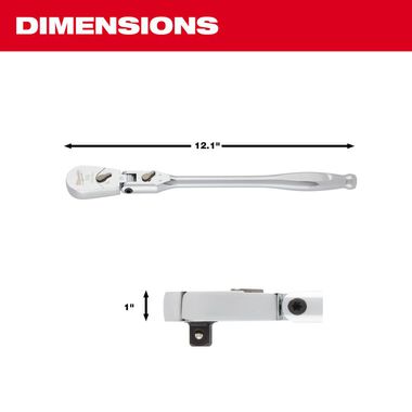 Milwaukee 3/8inch Drive 12inch Flex Head Ratchet, large image number 3