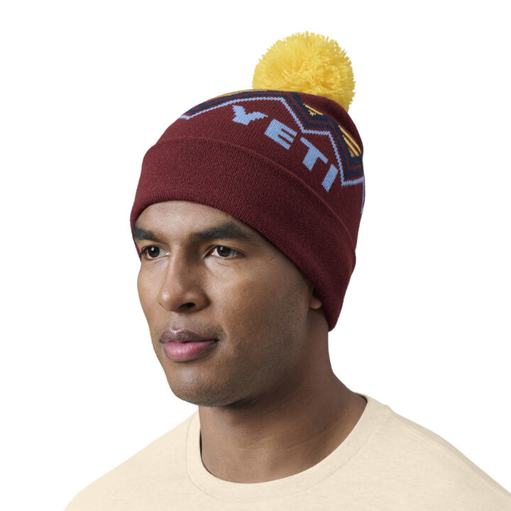 YETI Freestyle Pom Rust/Yellow Acrylic Beanie, large image number 2