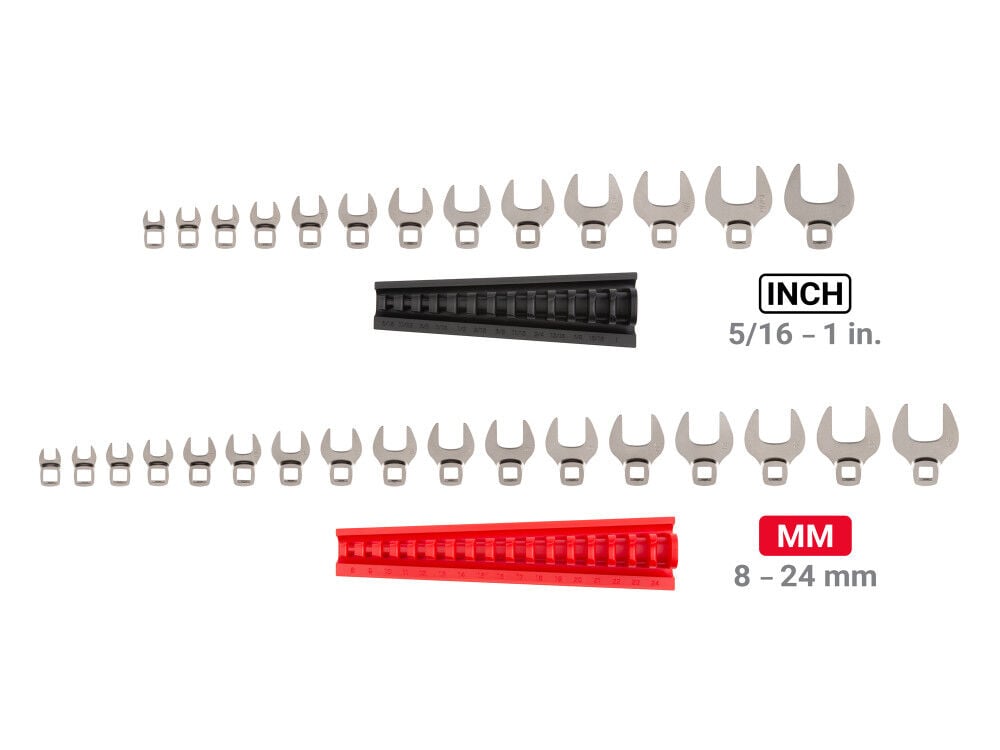 Tekton 3/8 Inch Drive Crowfoot Wrench Set, 30 Pieces (5/16-1 Inch, 8-24 mm), large image number 2