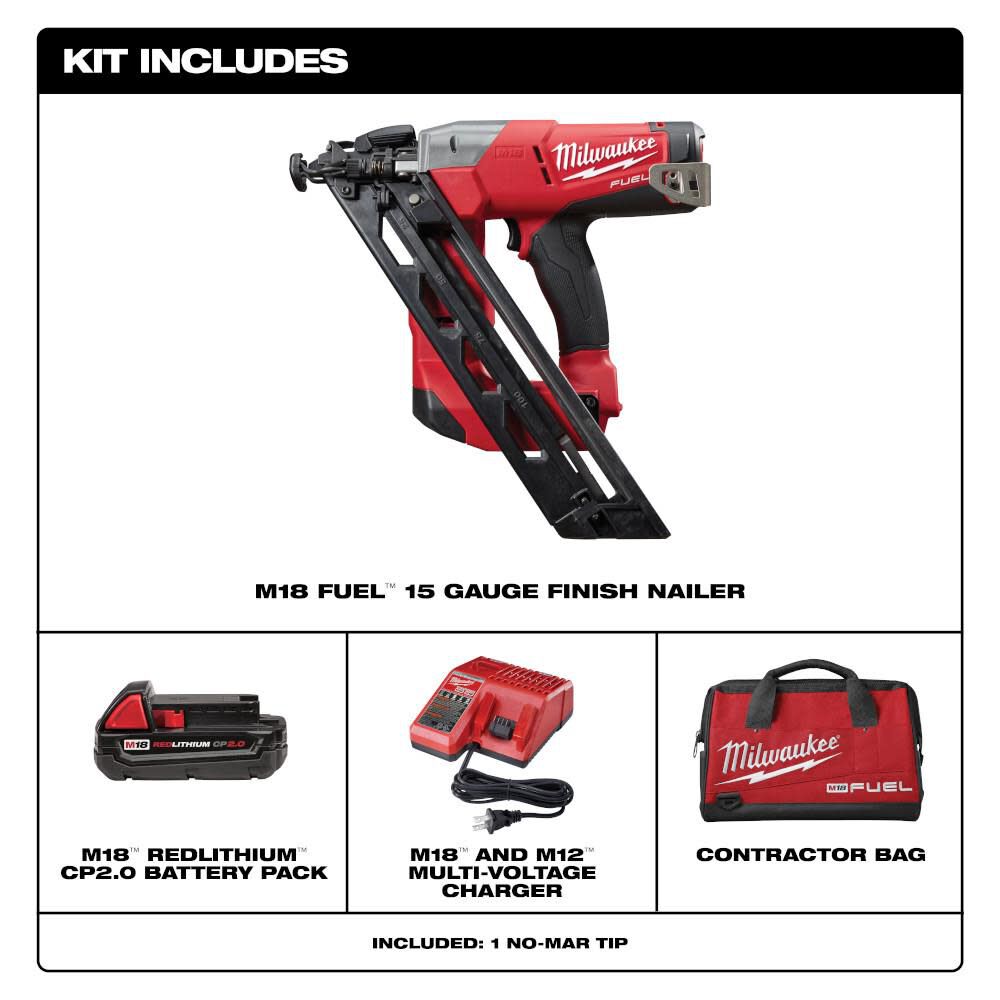 Milwaukee M18 FUEL 15 Gauge Finish Nailer Kit 2743 21CT Acme Tools