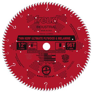 Freud 12 In. x 96T Thin Kerf Ultimate Plywood & Melamine Blade, large image number 0
