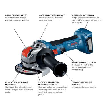 Bosch 18V X LOCK 4 1/2in Angle Grinder (Bare Tool), large image number 11