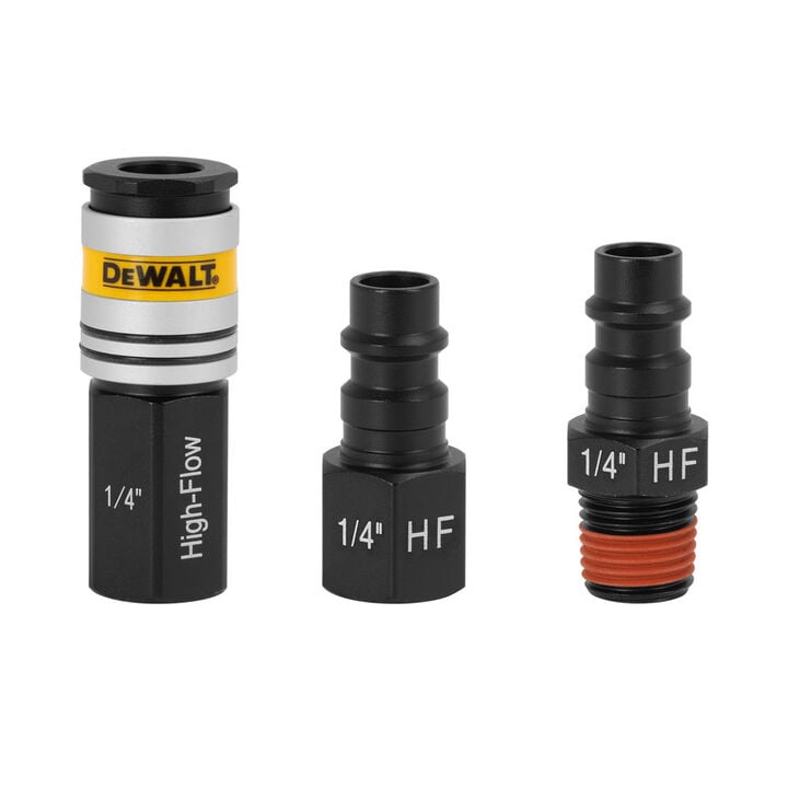 DEWALT High Flow Couplers and Plugs 1/4 Inch NPT 3 Pieces