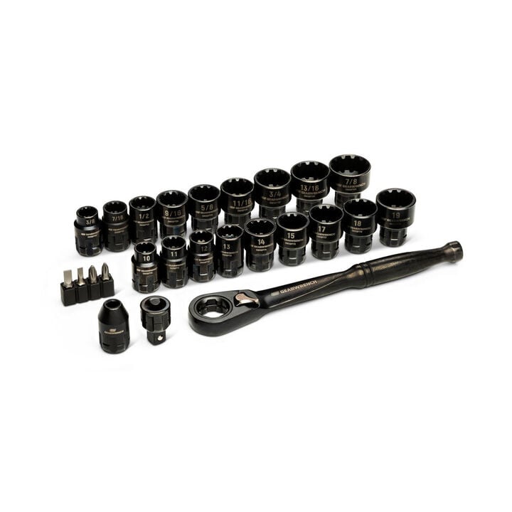 GEARWRENCH Pass-Thru Ratchet and Socket Set, 25 Pieces