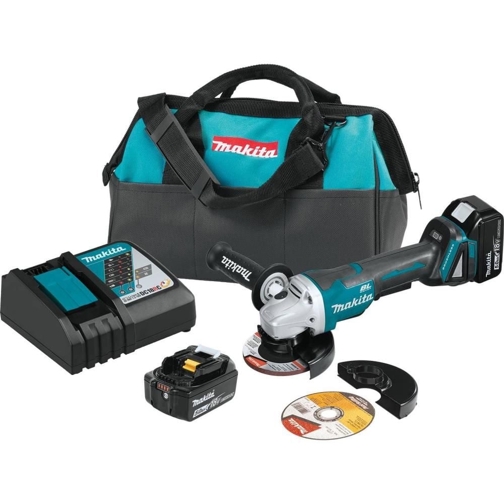 Makita 18V LXT 4-1/2 / 5in Paddle Switch Cut-Off/Angle Grinder Kit with Electric Brake, large image number 1