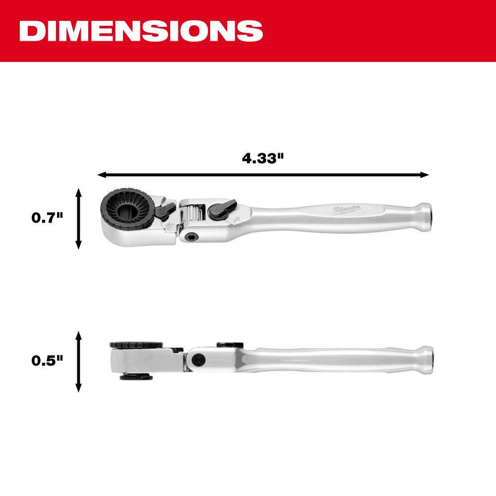 Milwaukee 1/4 Hex Drive Mini Flex Head Bit Ratchet, large image number 4