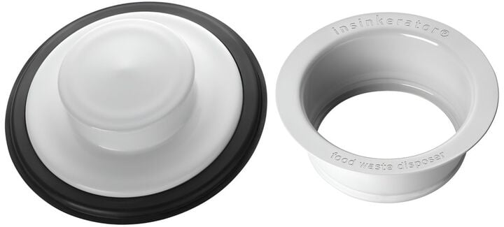 InSinkErator White Garbage Disposal Sink Flange & 3 1/4 Inch Plastic Sink Stopper for Garbage Disposal Bundle