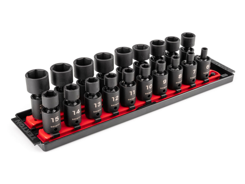Tekton 3/8 Inch 6 Point U-Joint Impact Socket Set, 19 Pieces (6-24 mm), large image number 2
