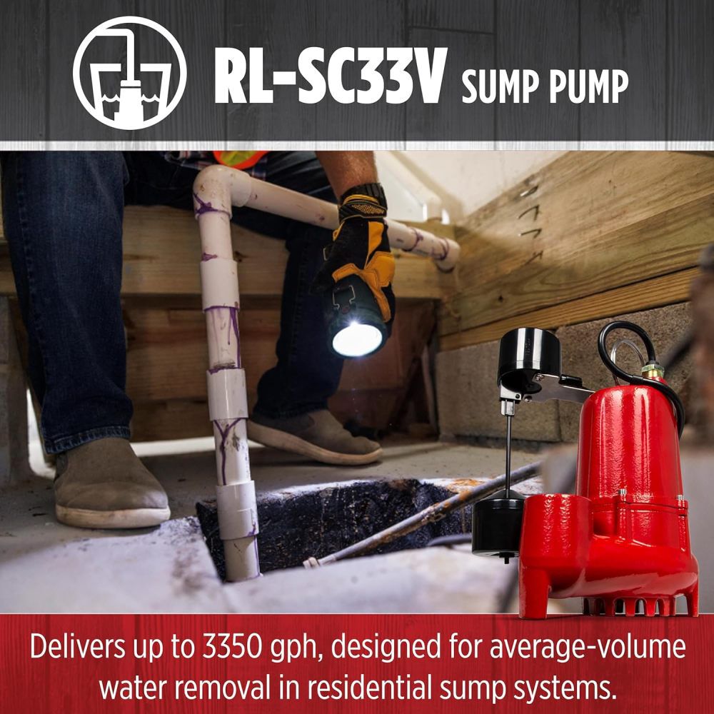 Red Lion 1/3HP 2460 GPH Sump and Effluent Pump with Vertical Switch, large image number 5