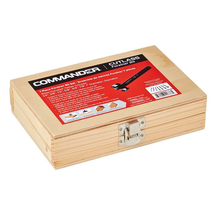 Commander Tool Steel Forstner Bit Set in Wooden Box 7 Pieces, large image number 1
