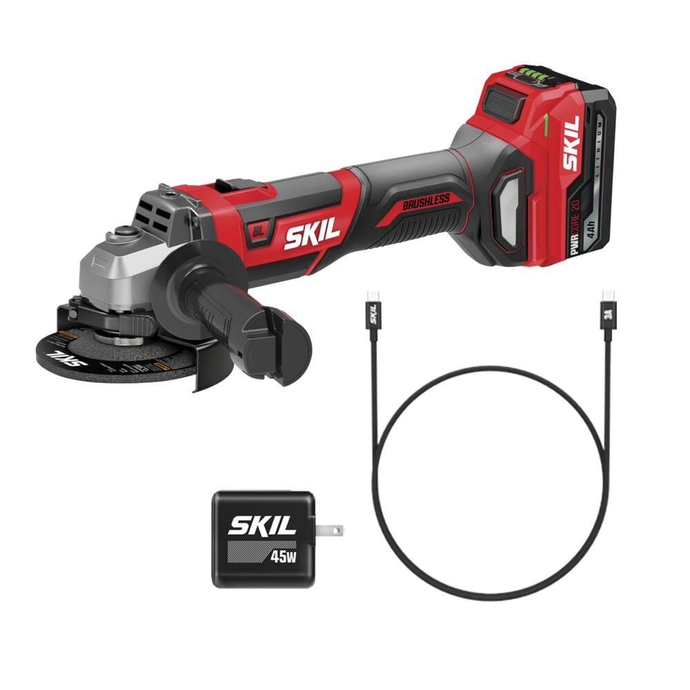 SKIL 20V 4-1/2 Inch Brushless Angle Grinder Kit, large image number 1