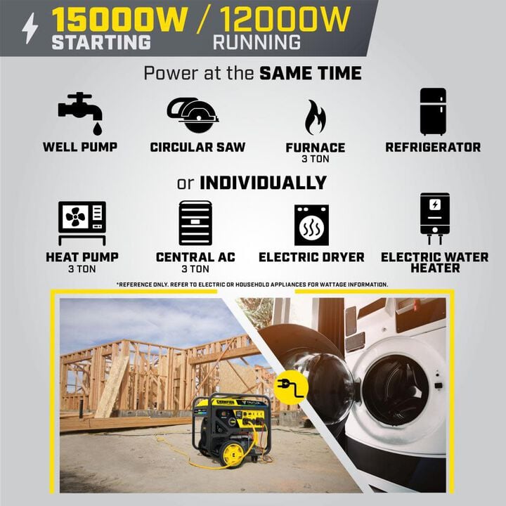 Champion Power Equipment 15,000-Watt Electric Start Tri Fuel 49 State Home Backup Portable Generator, large image number 5