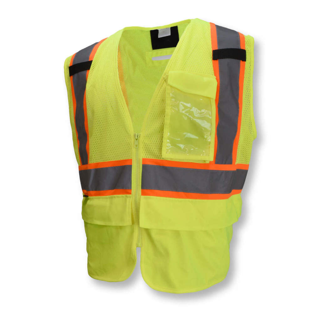 Radians Polyester Type R Class 2 Safety Tether Vest, Hi-Vis Green, Large, large image number 1