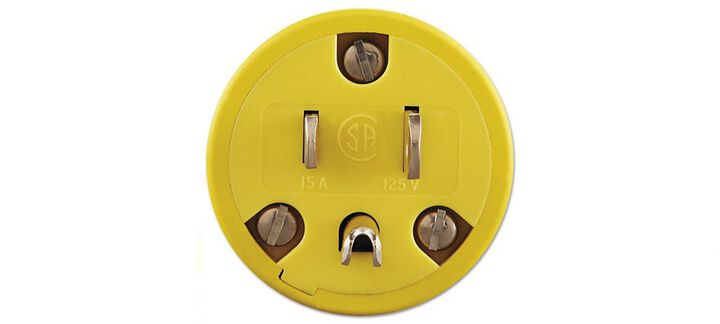 Waldom Electronics 125V 15A 2P 3 Wire NEMA 5-15 Yellow Straight Blade Male Plug, large image number 1