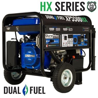 Duromax Generator Dual Fuel Gas Propane Portable with CO Alert 5500 Watt