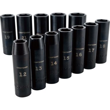 CRAFTSMAN 1/2 Inch Metric Deep Impact Socket Set, 12 Piece