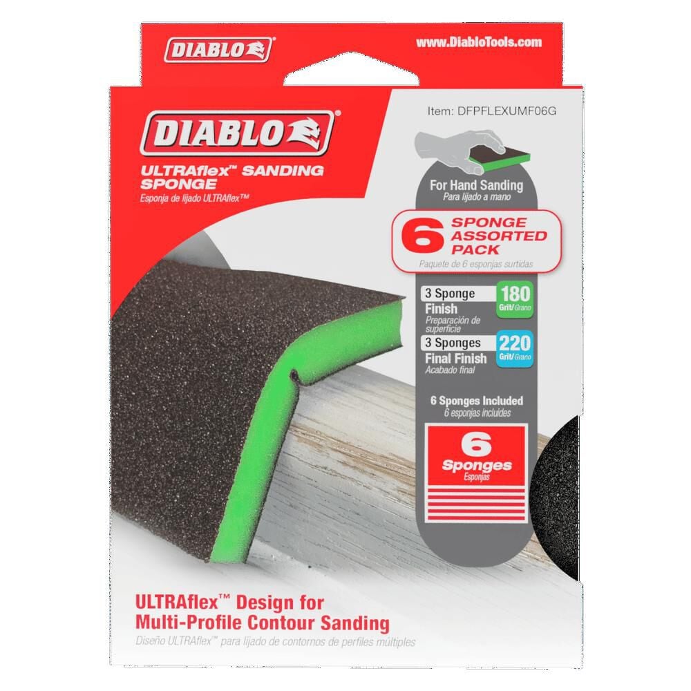 Diablo Tools ULTRAflex Ultra Fine & Micro Fine Assorted Pack Sanding Sponge 6pc, large image number 2