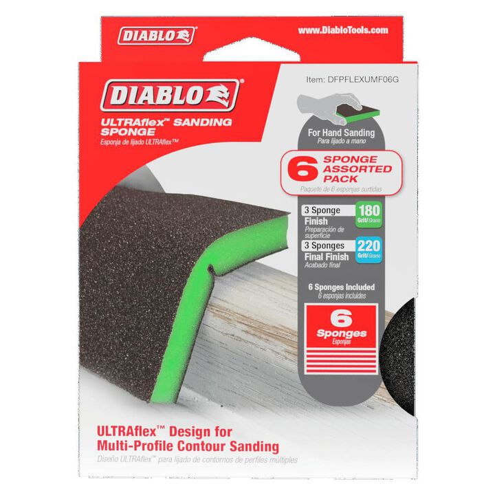 Diablo Tools ULTRAflex Ultra Fine & Micro Fine Assorted Pack Sanding Sponge 6pc, large image number 1