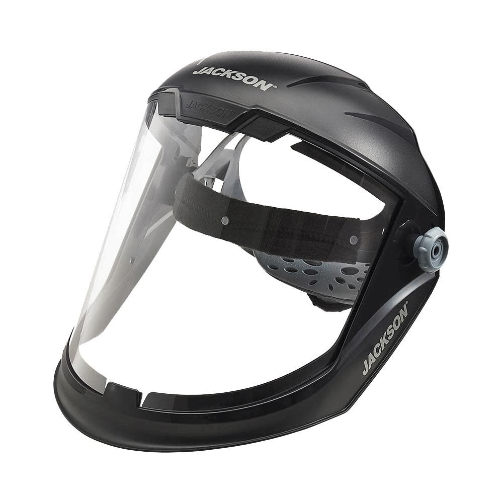 Jackson Safety Lightweight MAXVIEW Premium Face Shield with Ratcheting Headgear Clear Tint Anti-Fog Coating Black, large image number 1