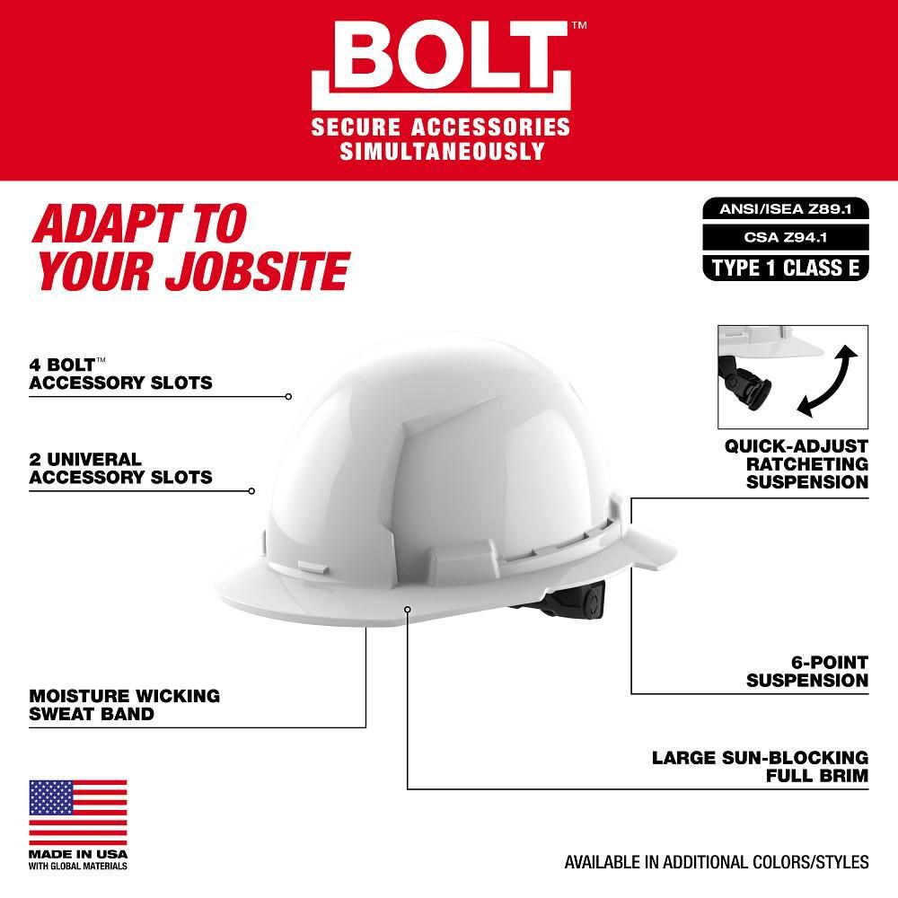 Milwaukee Blue Full Brim Hard Hat with 6pt Ratcheting Suspension Type 1 Class E, large image number 3