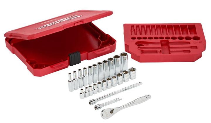 Milwaukee 54pc 1/4In & 3/8In Dr SAE Mechanics Socket Set Bundle, large image number 2