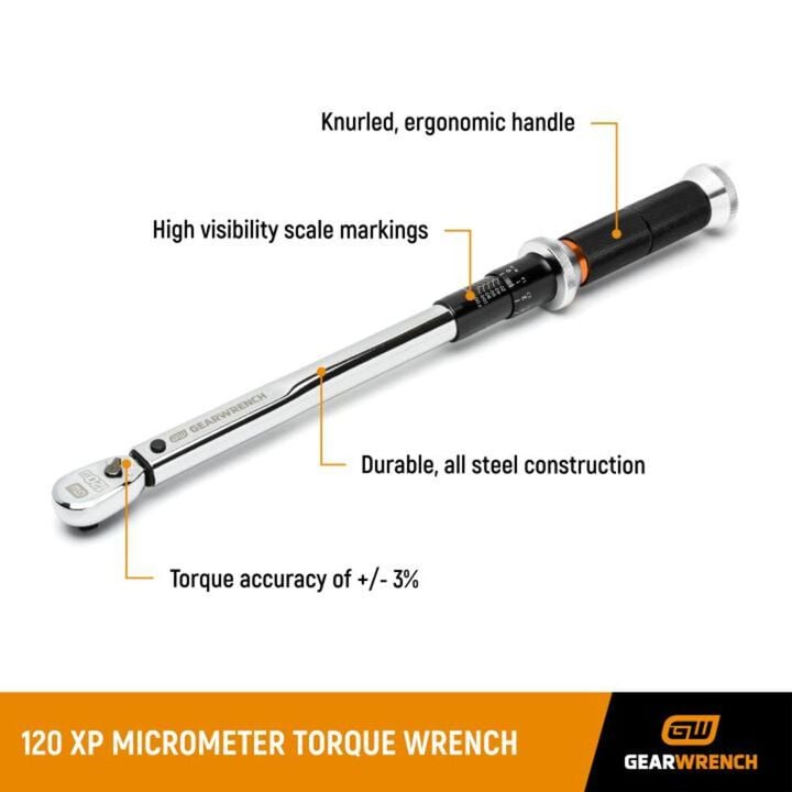 GEARWRENCH 3/8-in Drive 120XP Micrometer Torque Wrench 10-100 ft/-lbs, large image number 3