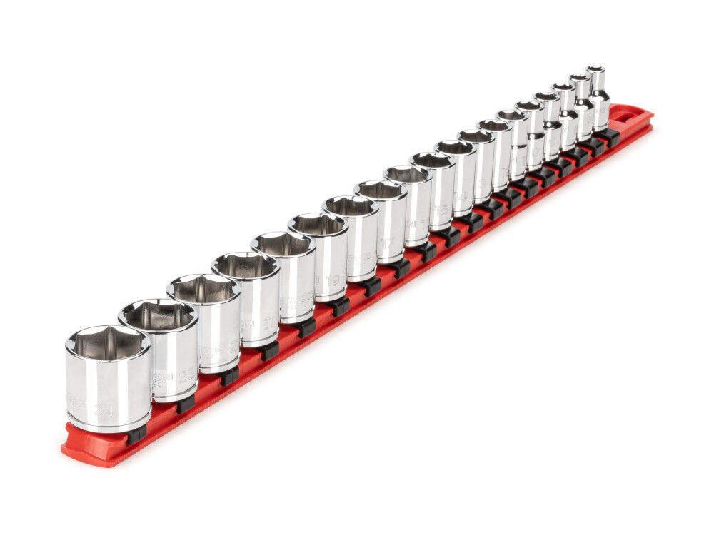 Tekton 3/8 Inch Drive 6 Point Socket Set with Rail, 19 Pieces (6-24 mm), large image number 2