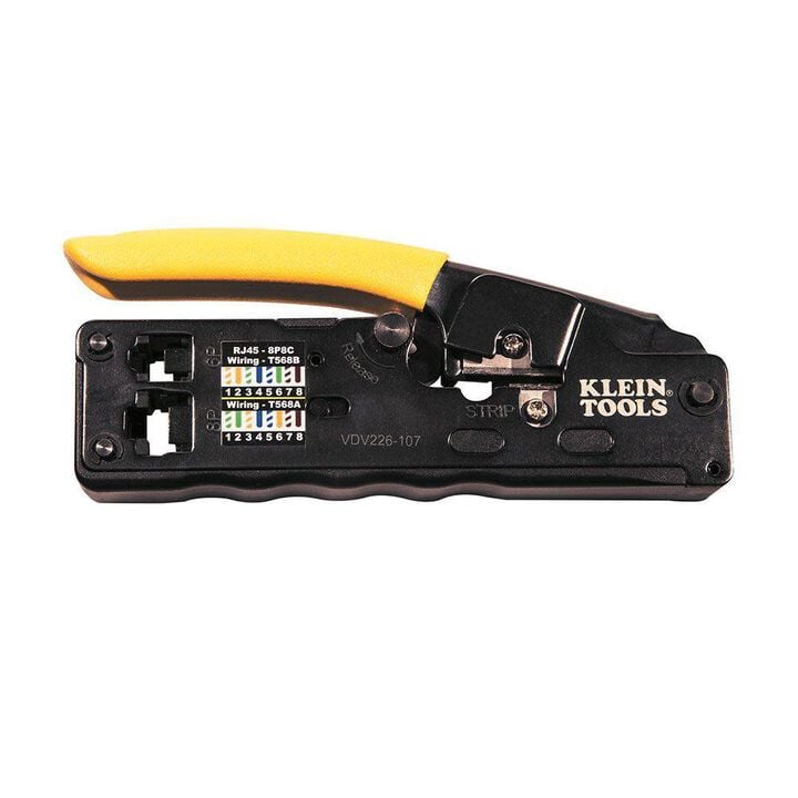 Klein Tools Ratcheting Data Cable Crimper/Stripper/Cutter Compact, large image number 0