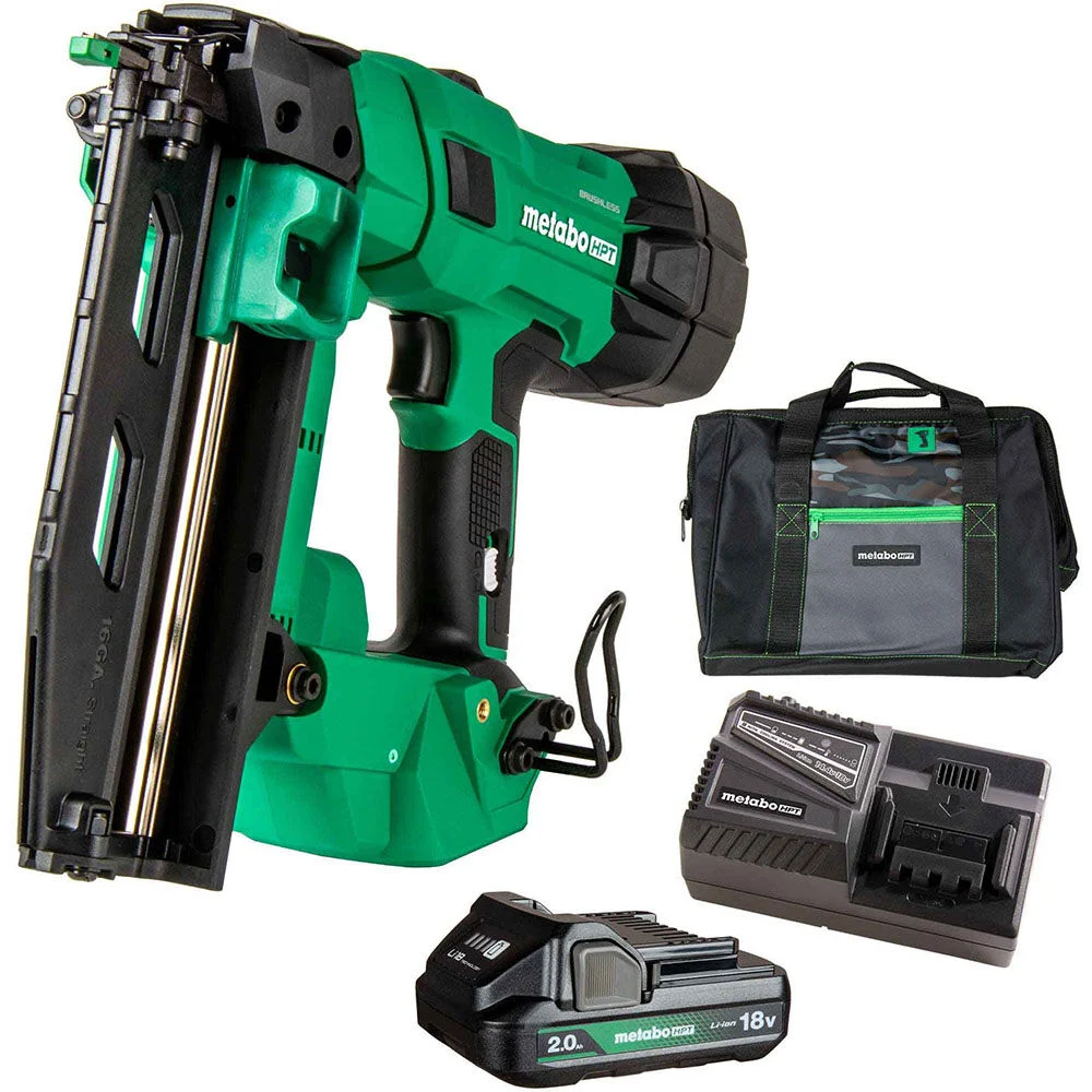 Metabo HPT 18V MultiVolt Brushless 16-Gauge Straight Finish Nailer 2 Ah Kit, large image number 1