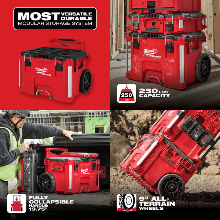 Milwaukee PACKOUT Rolling Tool Box Multi Depth 3 Drawer Tool Box Compact Tool Box & Compact Low Profile Organizer Bundle, large image number 5