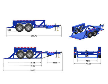 Air-Tow Trailers 12' Drop Deck Flatbed Trailer 75in Deck Width - 10000# Capacity, large image number 3