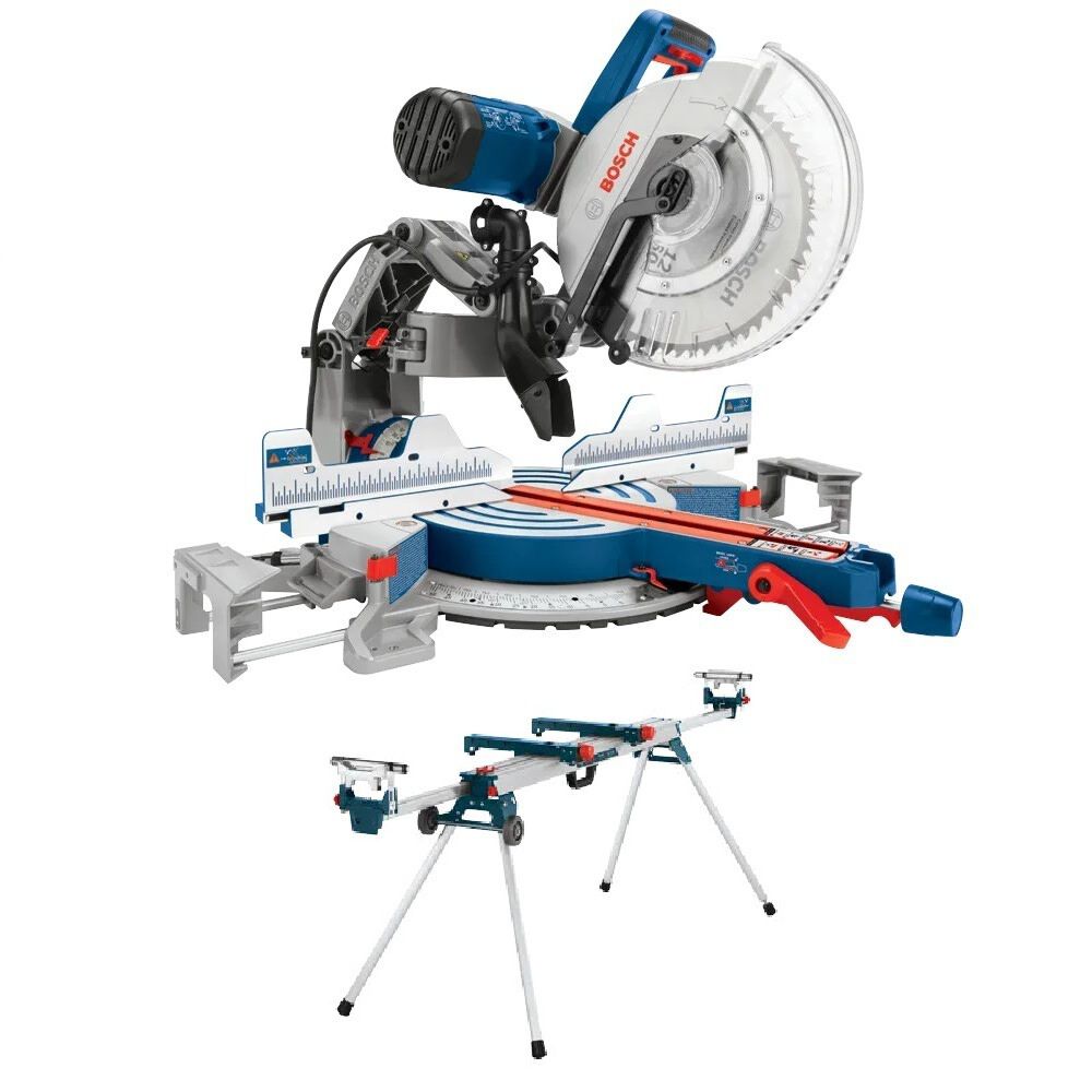 Bosch 12 Inch Glide Miter Saw and Folding Saw Stand Bundle, large image number 1