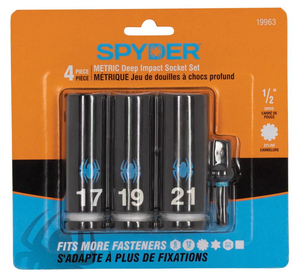 Spyder 1/2 Inch Drive Universal Spline Impact Socket Set, 17-21mm, 4 Pieces, large image number 4